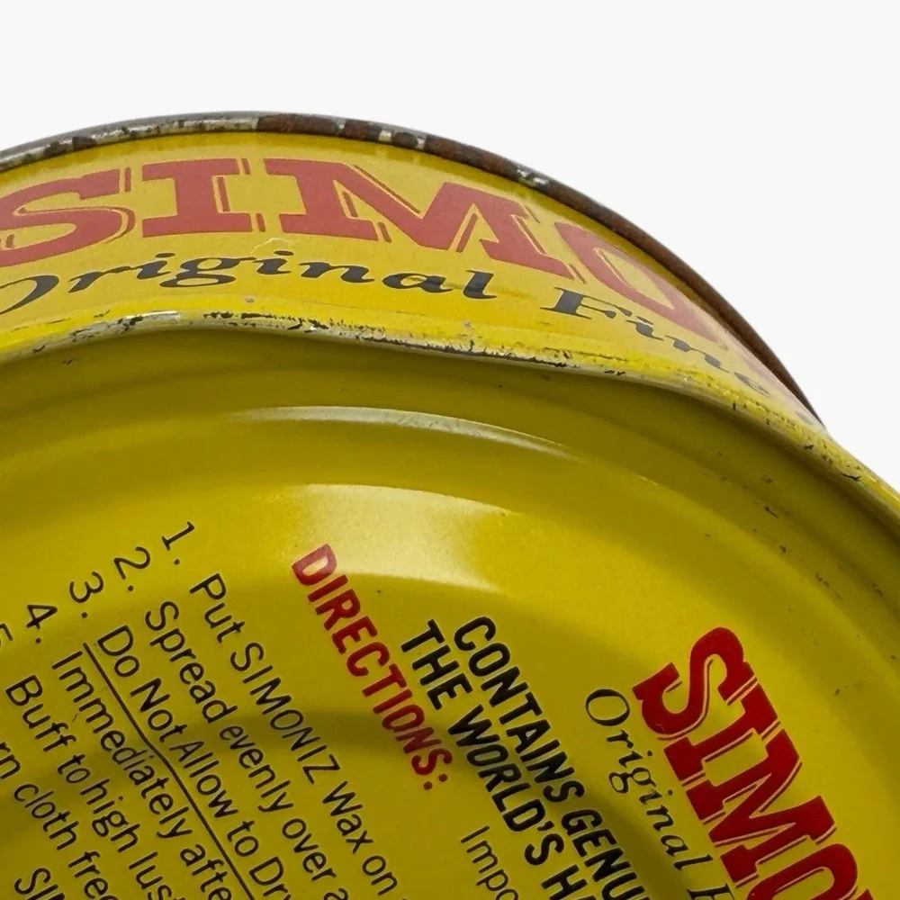 Vintage Simoniz Furniture Car Floor Wax Tin 7oz Advertising 1980s Prop ~75% Full